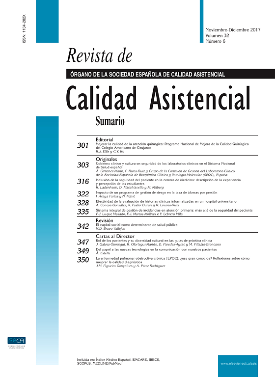 Go to journal home page - Revista de Calidad Asistencial